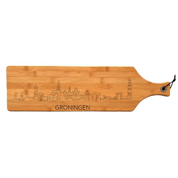 serveerplank met skyline van Groningen